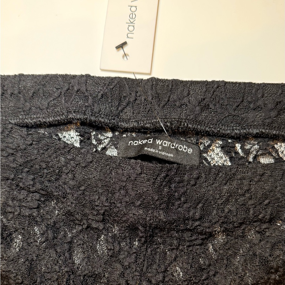Naked Wardrobe🖤 Black Stretch Lace straight leg pants | small | NWT - Picture 6 of 15